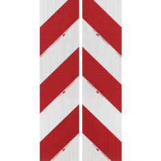 Reflektierende Prismenfolie elastisch selbstklebend rot-weiße Schraffur rechtsseitig - Packung 1 m Reflektierende Prismenfolie elastisch selbstklebend rot-weiße Schraffur rechtsseitig - Packung 1 m